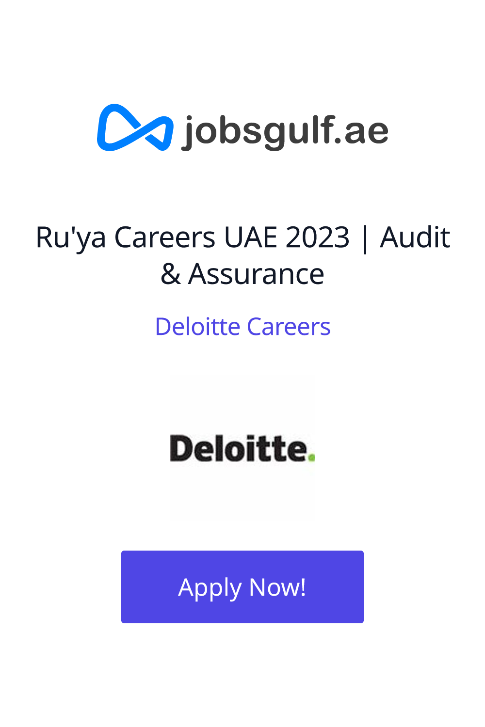 Ru'ya Careers UAE 2023 Audit & Assurance at Deloitte Careers in Dubai